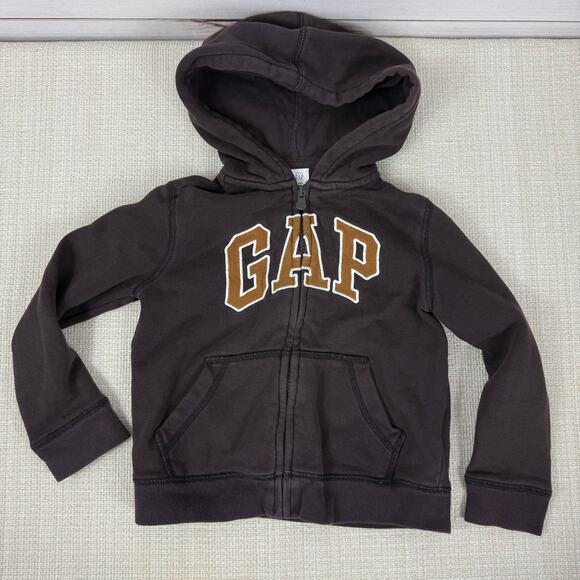 Baby‎ Gap Logo Hoodie Zip Up Brown Size 5 Years - Picture 2 of 8